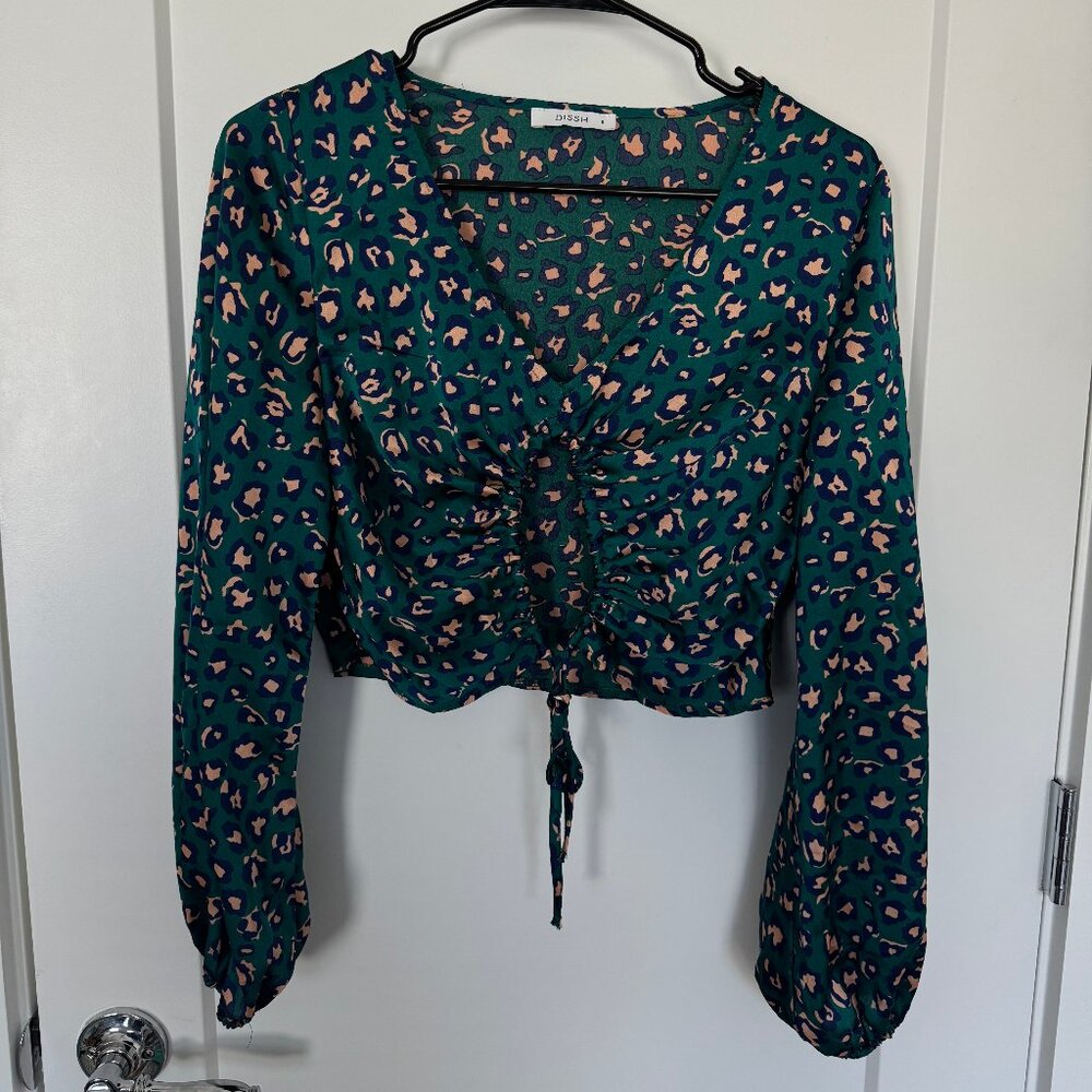 DISSH Leopard Print Satin Crop Top | Size 8